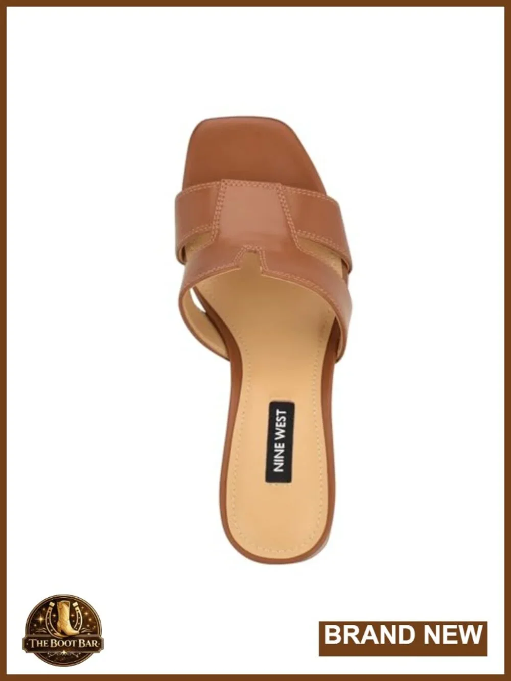 Nine West Women's Griselda Heeled Sandal Faux Leather Kitten Block Heel Open
